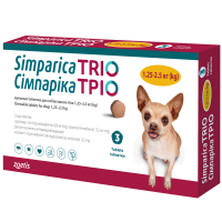Таблетки для собак Zoetis Сімпаріка ТРІО від 1,25 до 2,5 кг, 3 шт
