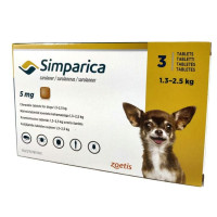 Таблетки для собак Zoetis Симпарика от 1,3 до 2,5 кг, 3 шт