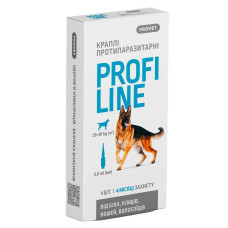Капли на холку для собак PROVET Profiline от 20 до 40 кг, 4 шт