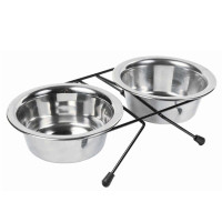 Миски для котів Trixie Eat on Feet металеві 2x450 мл/12 см - сірий