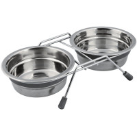 Миски на подставке для кошек Trixie Eat on Feet металлические 2x450 мл/13 см - серый
