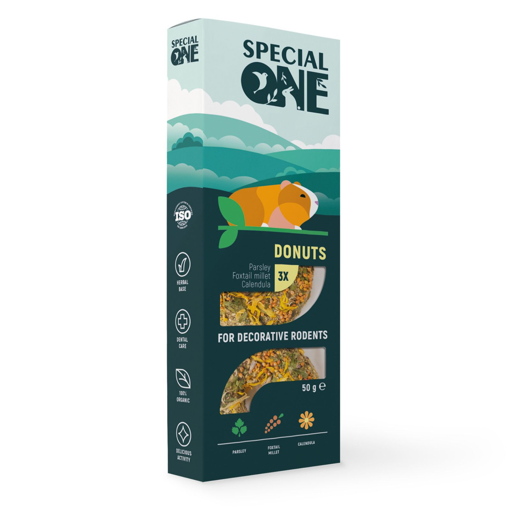 Ласощі для гризунів Special One «Пончики» 50 г / 3 шт (петрушка, чумиза, календула)
