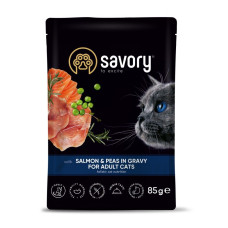 Влажный корм для кошек Savory Adult 85 г*22шт - лосось и горошек(22шт)
