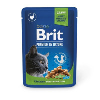 Вологий корм для котів Brit Premium Sterilised 24 шт x 100 г - курка