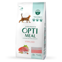 Сухой корм для стерилизованных кошек Optimeal Adult Cat Sterilised Beef Sorghum 1,5 кг говядина и сорго