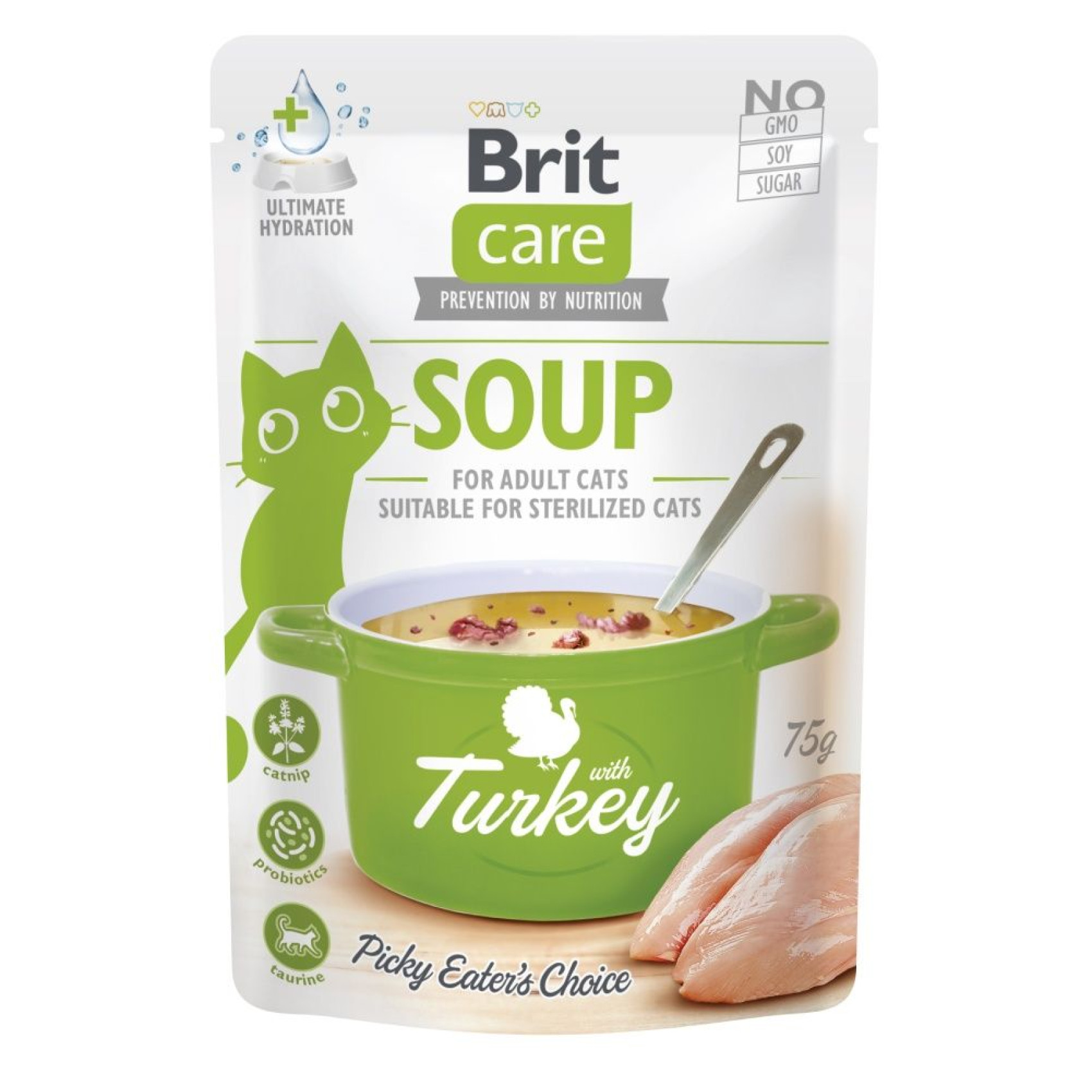 Вологий корм для котів Brit Care Soup pouch 75 г - індичка 15шт