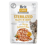 Влажный корм для кошек Brit Care Cat Sterilized 85 г - лосось и тунец 24шт