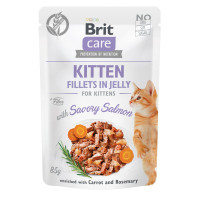 Влажный корм для котят Brit Care Cat pouch 85 г (лосось в желе) 24шт