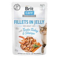 Влажный корм для кошек Brit Care Cat pouch 85 г (индейка с креветками в желе) 24шт