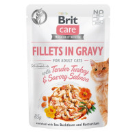 Влажный корм для кошек Brit Care Cat pouch 85g (филе индейки и лосося в соусе) 24шт