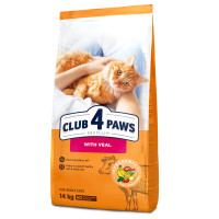 Сухой корм для взрослых кошек Club 4 Paws Premium 14 кг - телятина