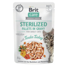 Влажный корм для кошек Brit Care Cat Sterilized pouch 85 г - индейка 24шт