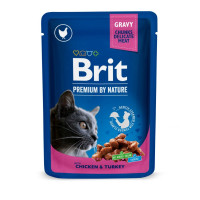 Вологий корм для котів Brit Premium Cat Chicken & Turkey pouch 24 шт x 100 г - курка та індичка