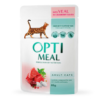 Влажный корм для взрослых кошек Optimeal (телятина в клюквенном соусе) 12x85 г