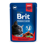 Влажный корм для котов Brit Premium Cat Beef Stew & Peas pouch 24 шт x 100 г - говядина и горох
