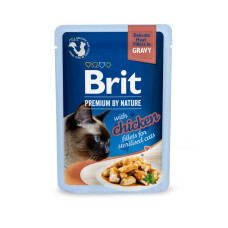 Brit Premium Delicate Fillets in Gravy Chicken for Sterilised влажный корм для кошек 85 г - курица