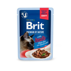 Brit Premium Delicate Fillets in Gravy Lamb for Sterilised влажный корм для кошек 24 шт x 85 г - ягненок
