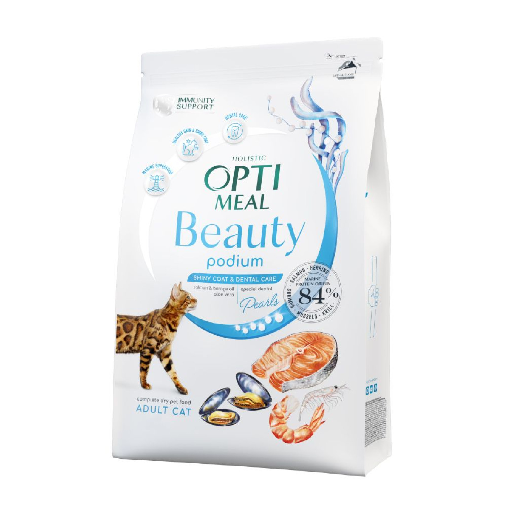 Сухий корм для котів Optimeal Beauty Podium Shiny Coat & Dental Care 1.5 кг - морепродукти