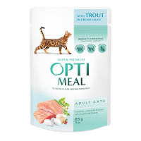 Влажный корм для кошек Optimeal pouch 85 г (с форелью в кремовом в соусе) 12шт
