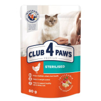 Влажный корм для стерилизованных котов Club 4 Paws Premium 24x80 г (курица)