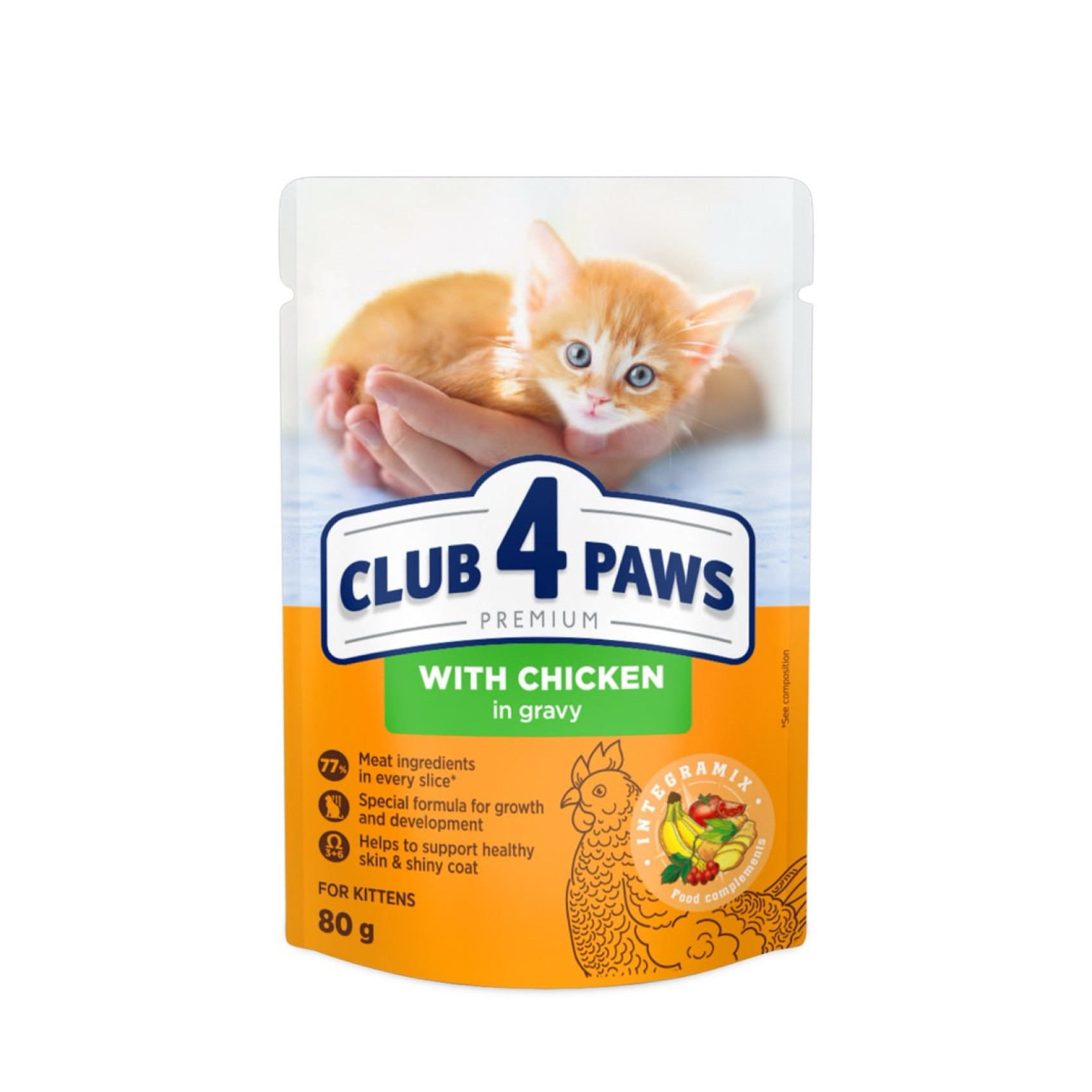 Вологий корм для кошенят Club 4 Paws Premium 80 г (курка)