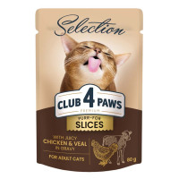 Влажный корм для котов Club 4 Paws Premium Selection 12x80 г (курица и телятина в соусе)