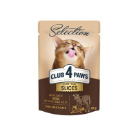 Вологий корм для кішок Club 4 Paws pouch 12x80 г (телятина та овочі)