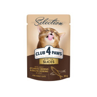 Влажный корм для взрослых кошек Club 4 Paws pouch 80 г (селедка и салака)