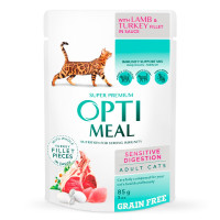 Вологий корм для котів з чутливим травленням Optimeal pouch 85 г (індичка і ягня) 12шт