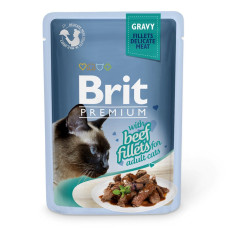 Влажный корм для кошек Brit Premium Cat Beef Fillets Gravy pouch  24 шт x 85 г - филе говядины в соусе