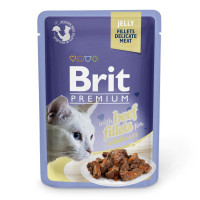 Влажный корм для кошек Brit Premium Cat Beef Fillets Jelly pouch  24 шт x 85 г - филе говядины в желе