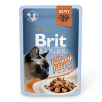 Влажный корм для кошек Brit Premium Cat Turkey Fillets Gravy pouch 24 шт x 85 г- филе индейки в соусе