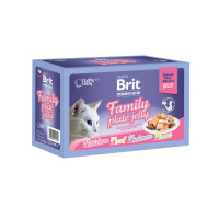 Brit Premium Delicate Fillets in Jelly Family Plate набор влажного корма для кошек 12 шт x 85 г - ассорти