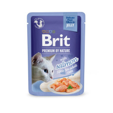 Brit Premium Delicate Fillets in Jelly Salmon влажный корм для кошек 24 шт x 85 г - лосось