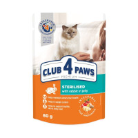 Влажный корм для котов Club 4 Paws Premium Sterilisedpouch 24x80 г - кролик
