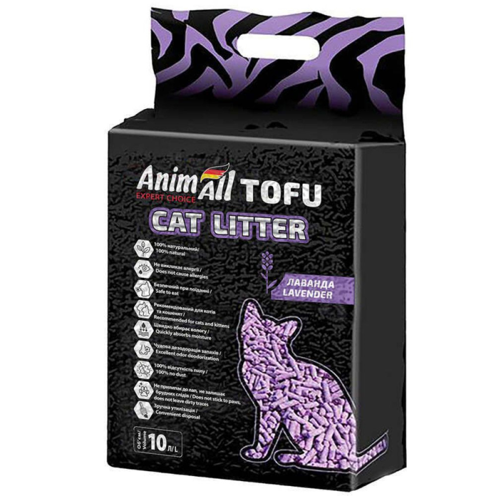 Соєвий наповнювач для котячого туалету AnimAll Tofu Lavender 4,66 кг / 10 л