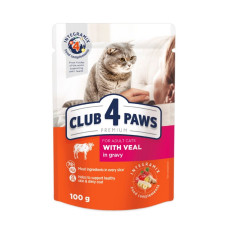 Влажный корм для котов Club 4 Paws Premium pouch 24x100 г - телятина