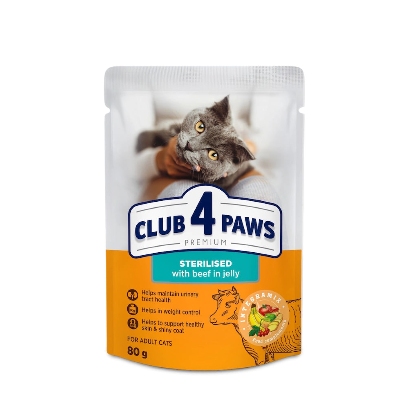 Вологий корм для котів Club 4 Paws Premium Sterilised pouch 80 г - яловичина