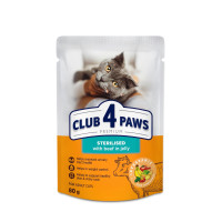 Вологий корм для котів Club 4 Paws Premium Sterilised pouch 24x80 г - яловичина