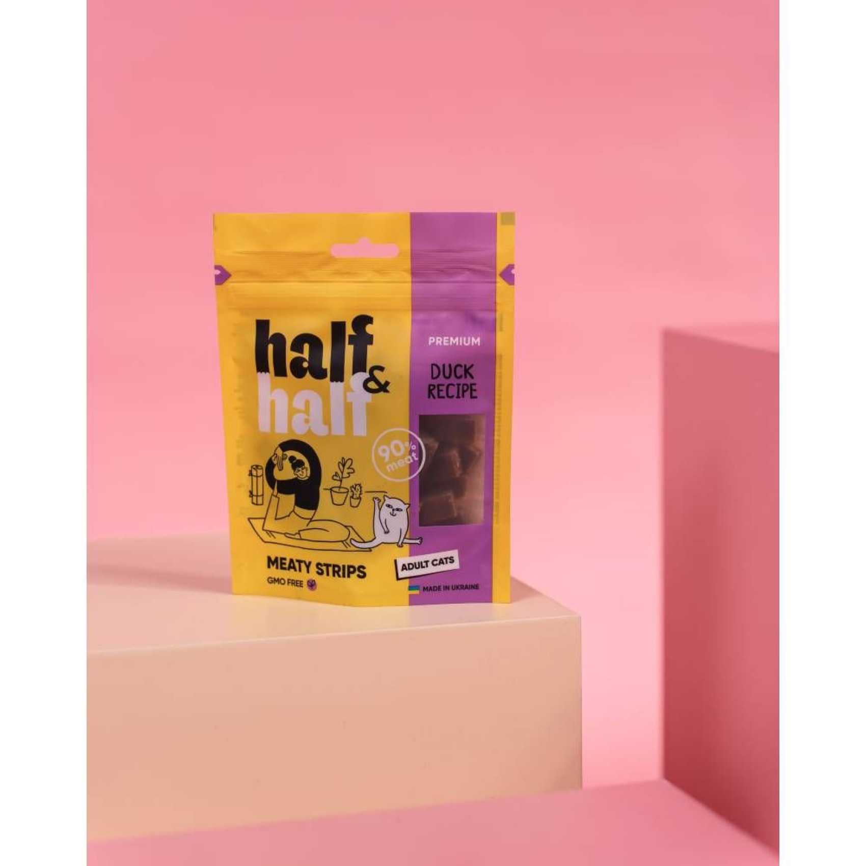 Ласощі для котів Half&Half Meaty Strips Adult 50 г - качка