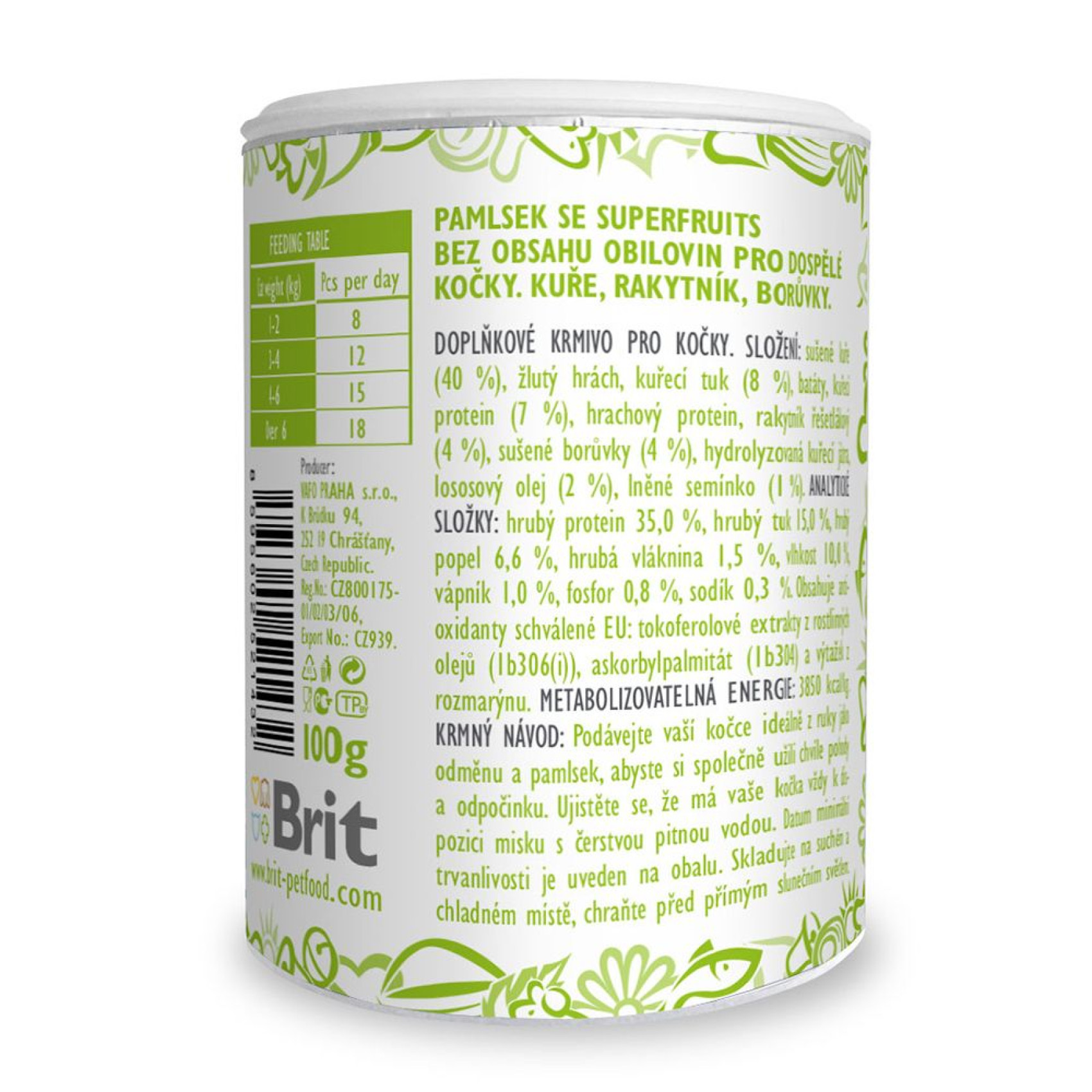 Ласощі для котів Brit Care Crunchy Cracker Superfruits 100 г - курка, обліпиха і чорниця