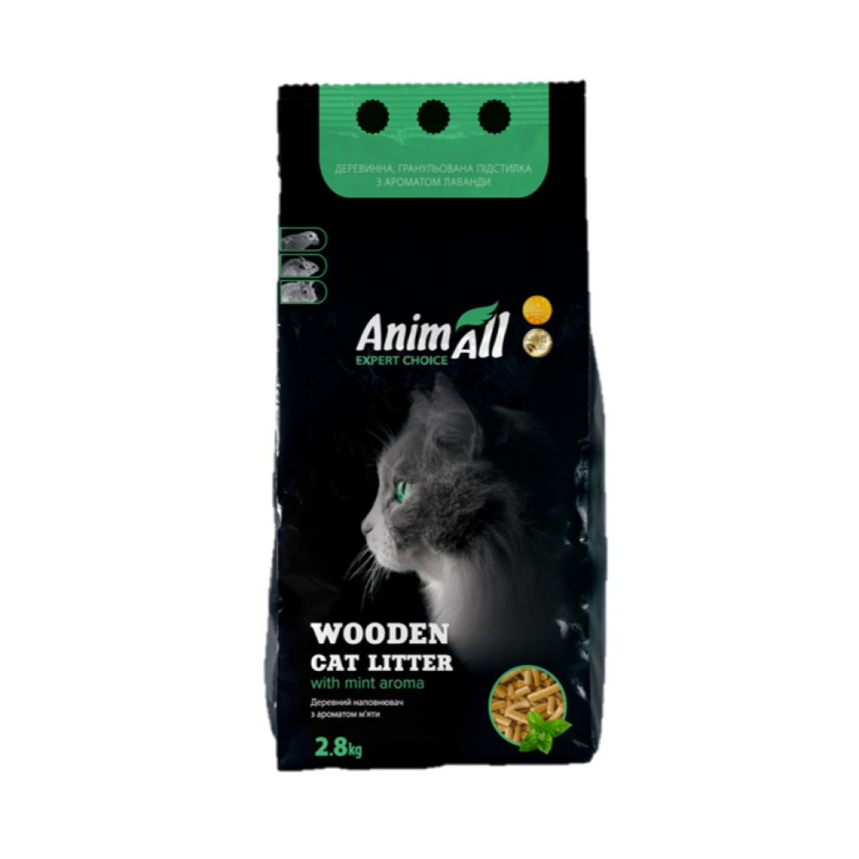 Деревний наповнювач для котячого туалету AnimAll 2,8 кг / 10 л - м'ята