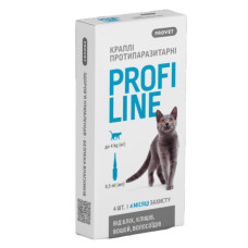 Капли на холку для кошек PROVET Profiline до 4 кг, 4 шт