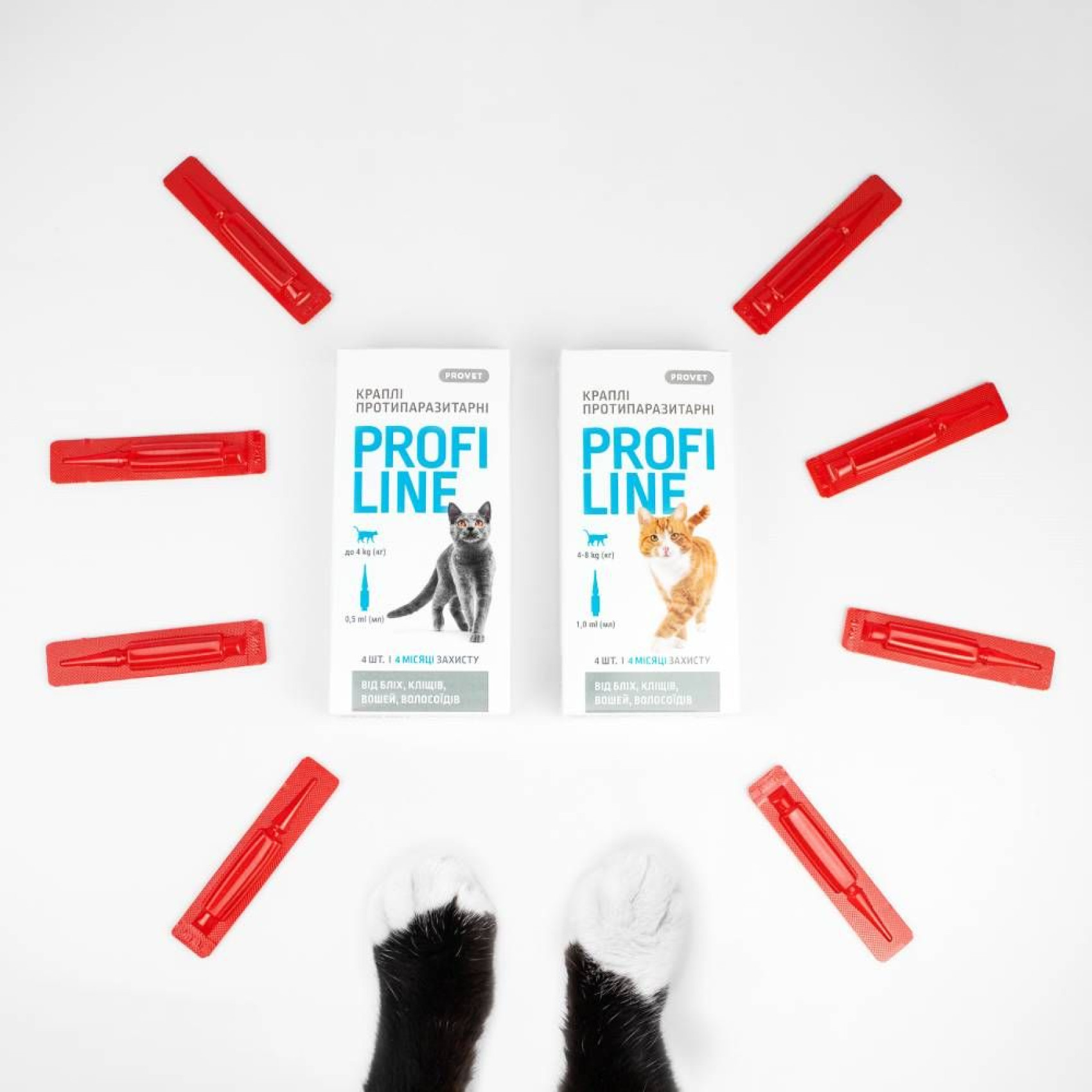 Краплі на холку для котів PROVET Profiline від 4 до 8 кг, 4 шт