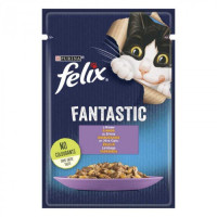 Вологий корм Felix Fantastic для кішок, з ягням у желе 85 г*26 шт