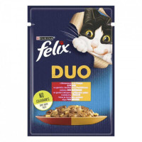 Вологий корм Felix Fantastic Duo для кішок, з яловичиною та птицею, у желе 85 г*26 шт.