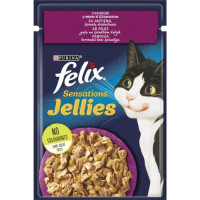 Вологий корм FELIX Sensations Jellies для котів, з качкою і шпинатом в желі  85г*26шт