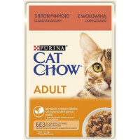 Вологий корм Purina Cat Chow (Кет Чау) для кішок, з яловичиною та баклажанами, шматочки в желе 85 г*26 шт.