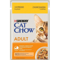 Вологий корм Purina Cat Chow (Кет Чау) для кішок, з куркою та цукіні, шматочки в желе 85 г*26 шт.