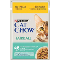 Вологий корм Purina Cat Chow для кішок виведення шерсті, з куркою і зеленою квасолею, шматочки в желе 85 г*26 шт.